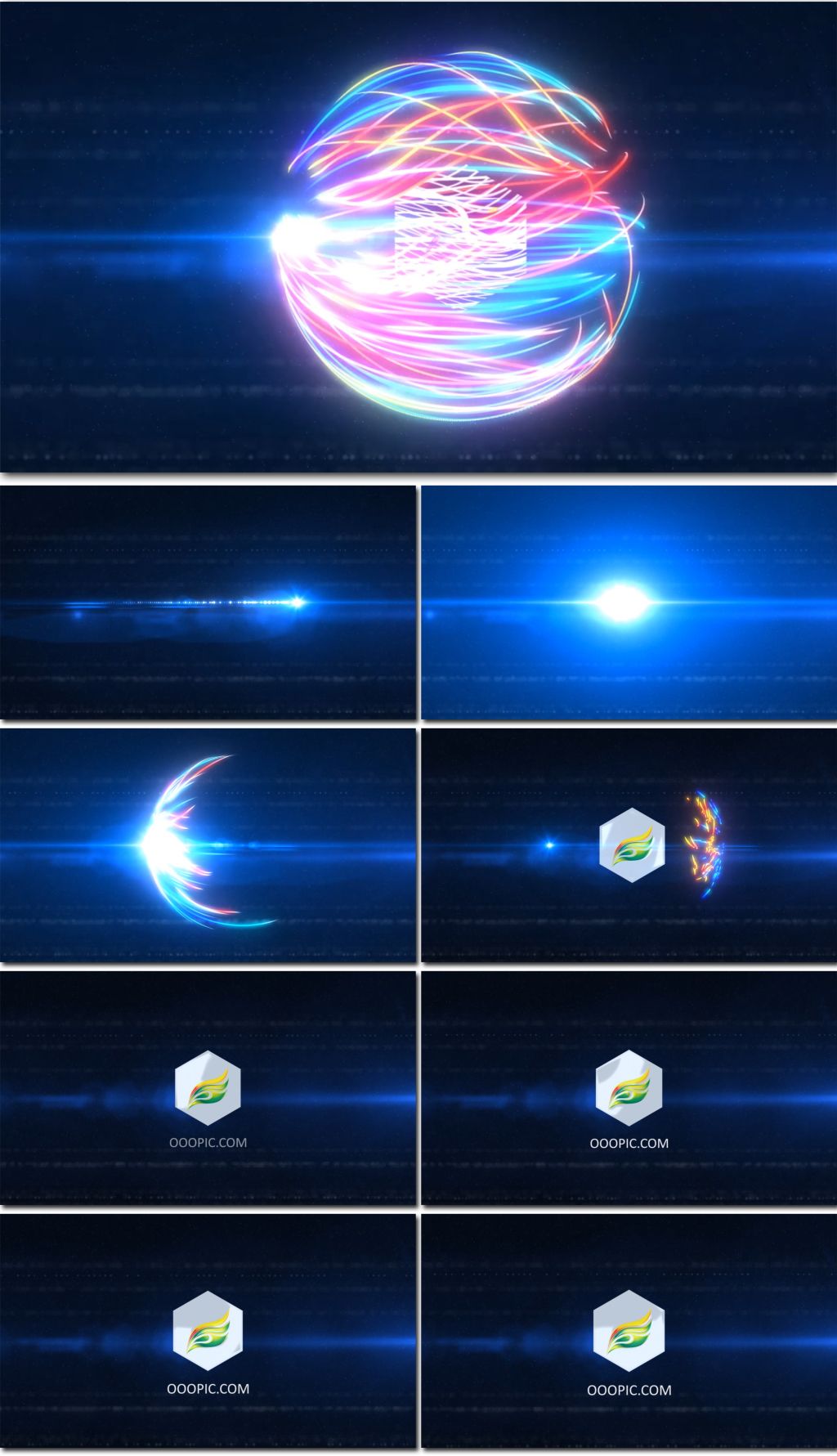 2k流光炫彩光束环绕logo片头ae模板