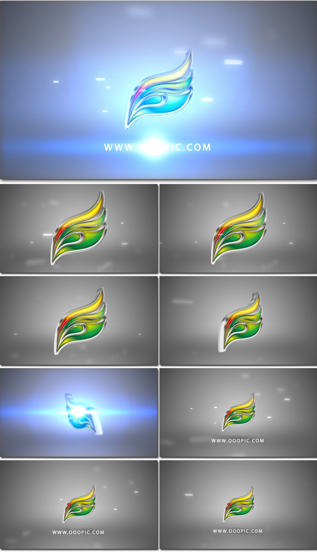 3d玻璃质感旋转logo片头动画ae模板