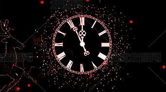 圣诞节红色钟表倒计时烟花ae模板