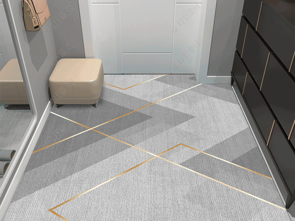 现代轻奢几何抽象条纹ins入户门脚垫地毯地垫