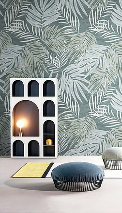 现代简约热带植物时尚墙纸图案墙布背景墙壁纸