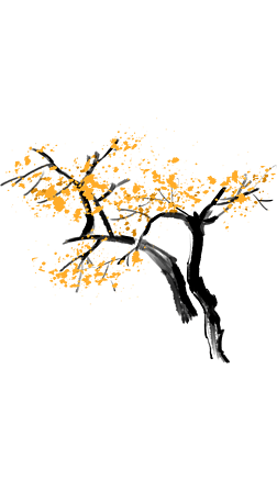 写意银杏大树水墨国画元素
