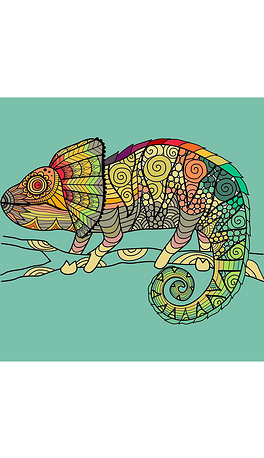 变色龙元素的动物插画