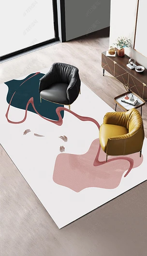 北欧创意艺简约术风格飘逸色块客厅地毯图案设计