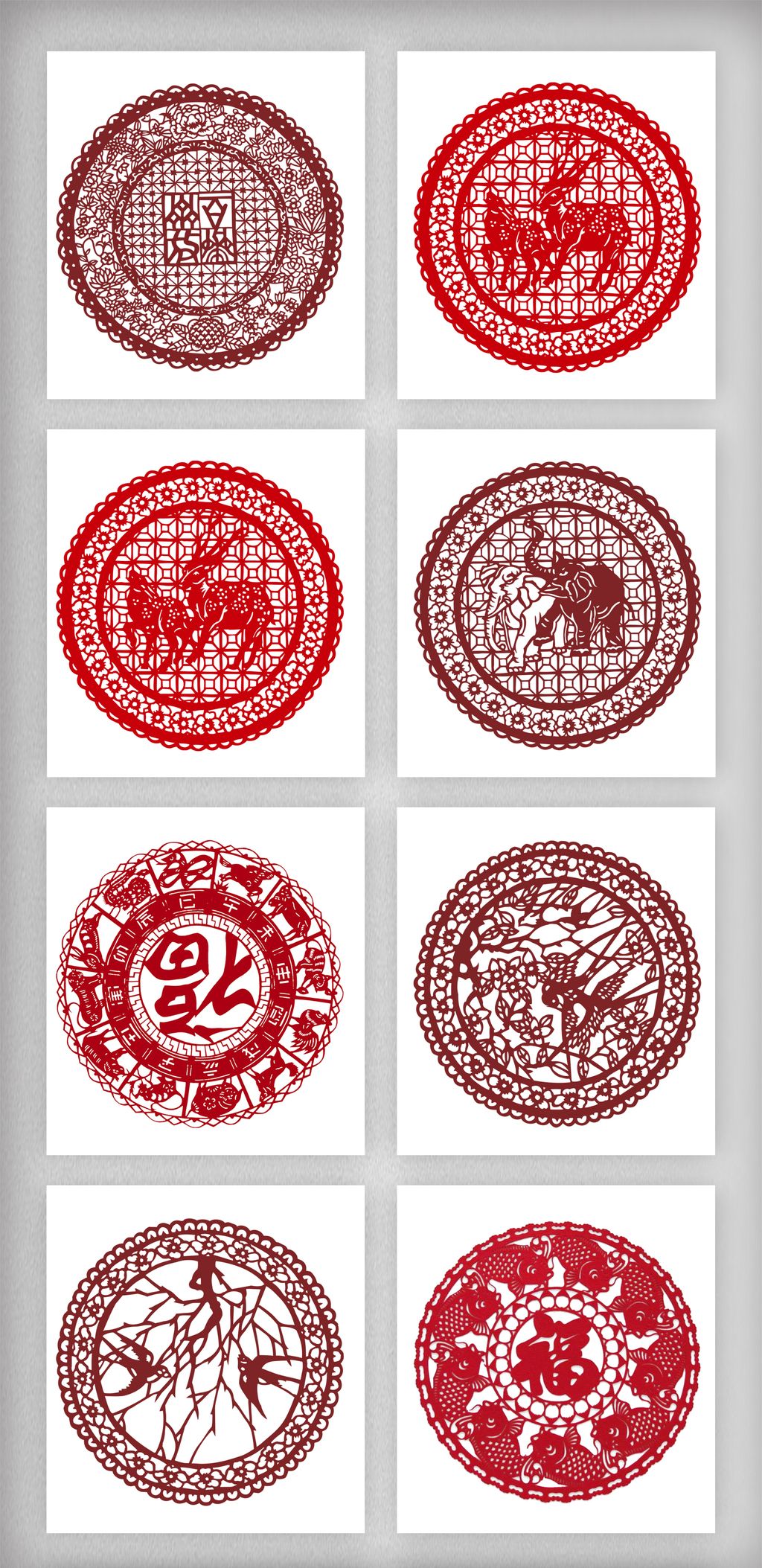 中式圆形剪纸素材png