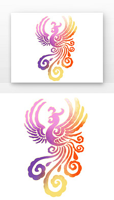 飞舞凤凰飞天国潮剪影