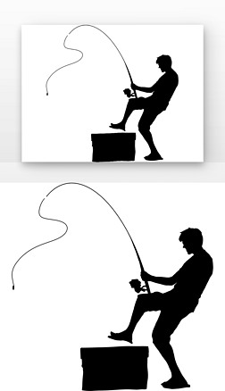 鱼竿免抠元素|钓鱼男人鱼竿舒展剪影