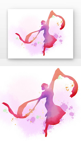 民族舞跳舞女孩剪影