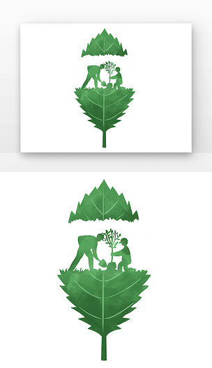 同心协力种树合成剪影