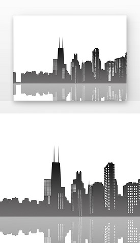 城市建筑灰色高楼剪影