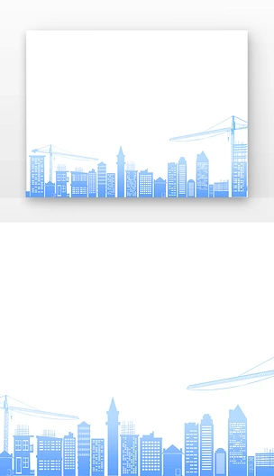 蓝色城市建筑剪影