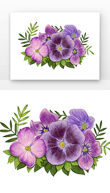 紫色水彩花朵插画