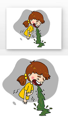 小女孩呕吐世界肠道健康日肠胃漫画