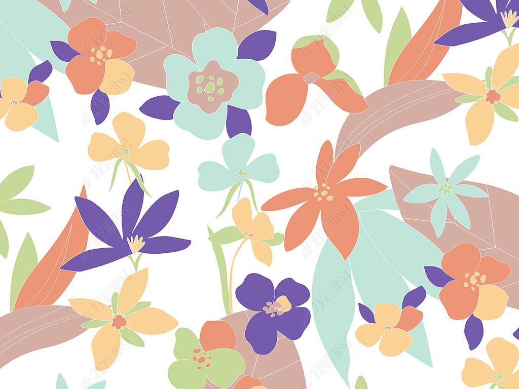 春夏碎花花朵植物服装印花图案四方连续