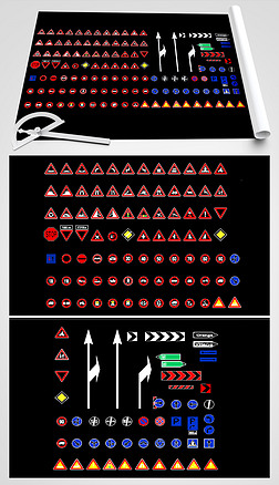 道路交通标志标识牌指示牌和消防符号CAD图例
