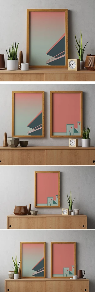 高端现代室内实木画框装饰画样机