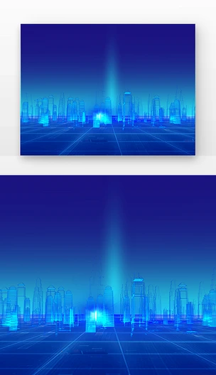 蓝色科技光感城市都市建筑数据