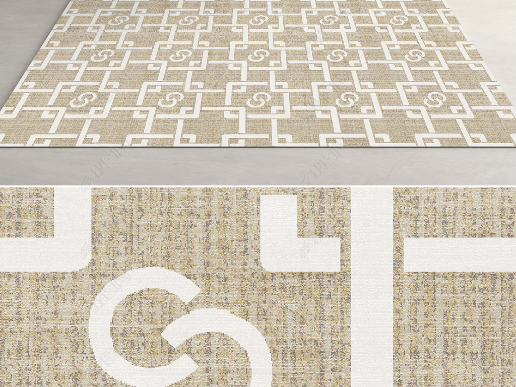 现代简约几何艺术地毯地垫图案设计