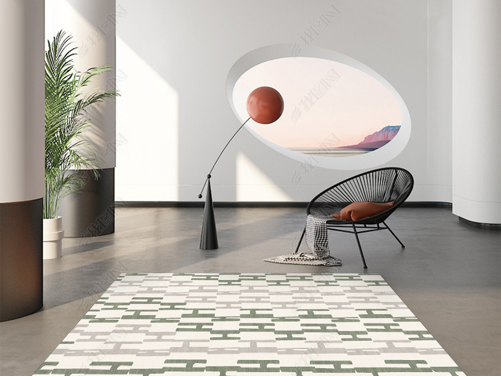 现代简约抽象几何艺术地毯地垫图案设计