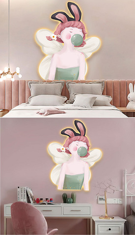 儿童房卧室床头装饰画女孩可爱少女公主房挂画3