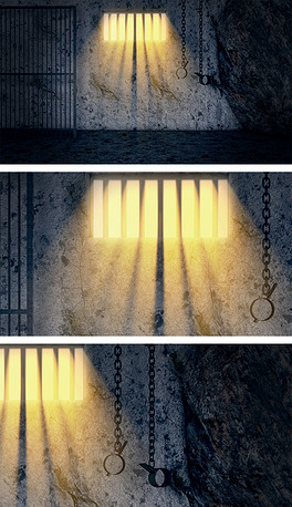 牢房铁链栅栏门铁窗光
