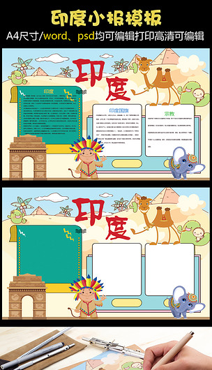印度小报城市地理小报模板