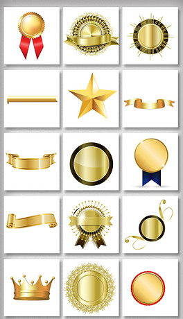 金属飘带徽章矢量素材