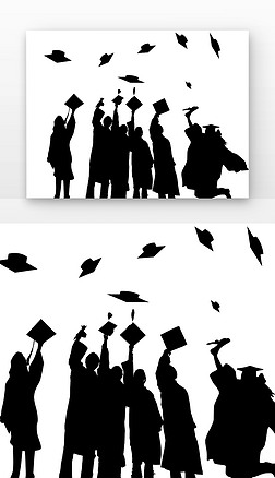 扔帽子免抠元素|扔学士帽剪影大学毕业季