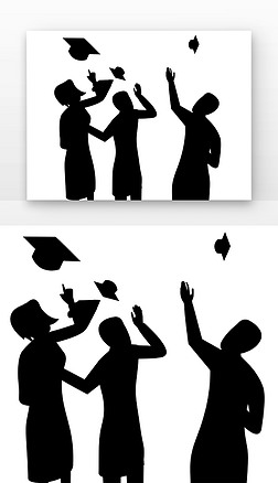 扔学士帽剪影学生毕业