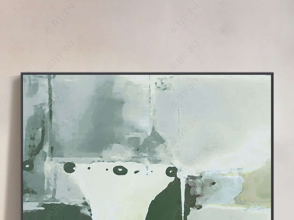 北欧现代抽象手绘侘寂风色块肌理艺术客厅装饰画