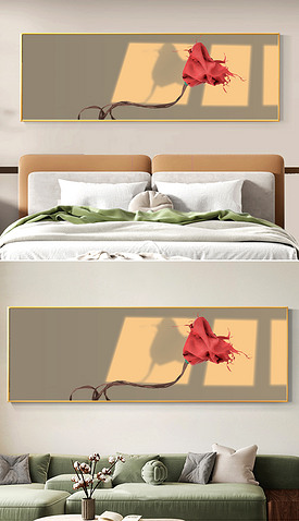 北欧现代轻奢抽象花卉玫瑰花光影艺术床头装饰画