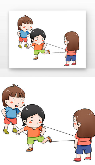 儿童节复古多人游戏跳皮筋