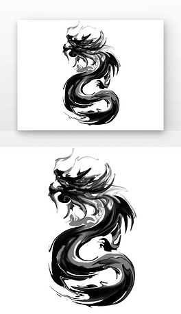 剪影黑色中国风黑龙剪影