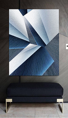 米兰艺术展抽象几何板块拼接墨蓝时尚装饰画