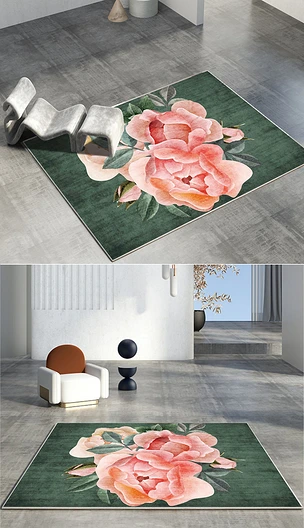 北欧现代中式简约时尚花卉酒店客厅卧室地毯地垫