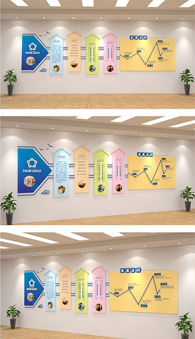 原创装修公司科技商务办公室企业文化墙