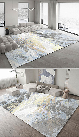 现代简约轻奢抽象ins民宿客厅卧室地毯地垫