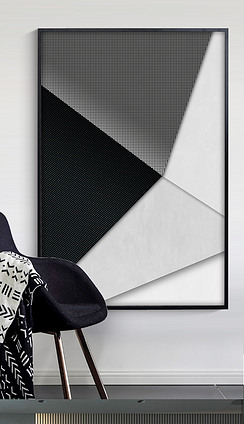 北欧现代抽象简约极简金箔艺术黑白几何客厅玄关走廊晶瓷画装饰画