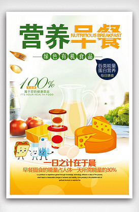 创意营养早餐牛奶海报.psd