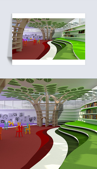 幼儿园活动室效果图skp模型