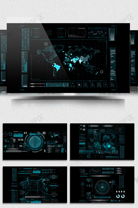 18年蓝色信息科技通道元素ae模板