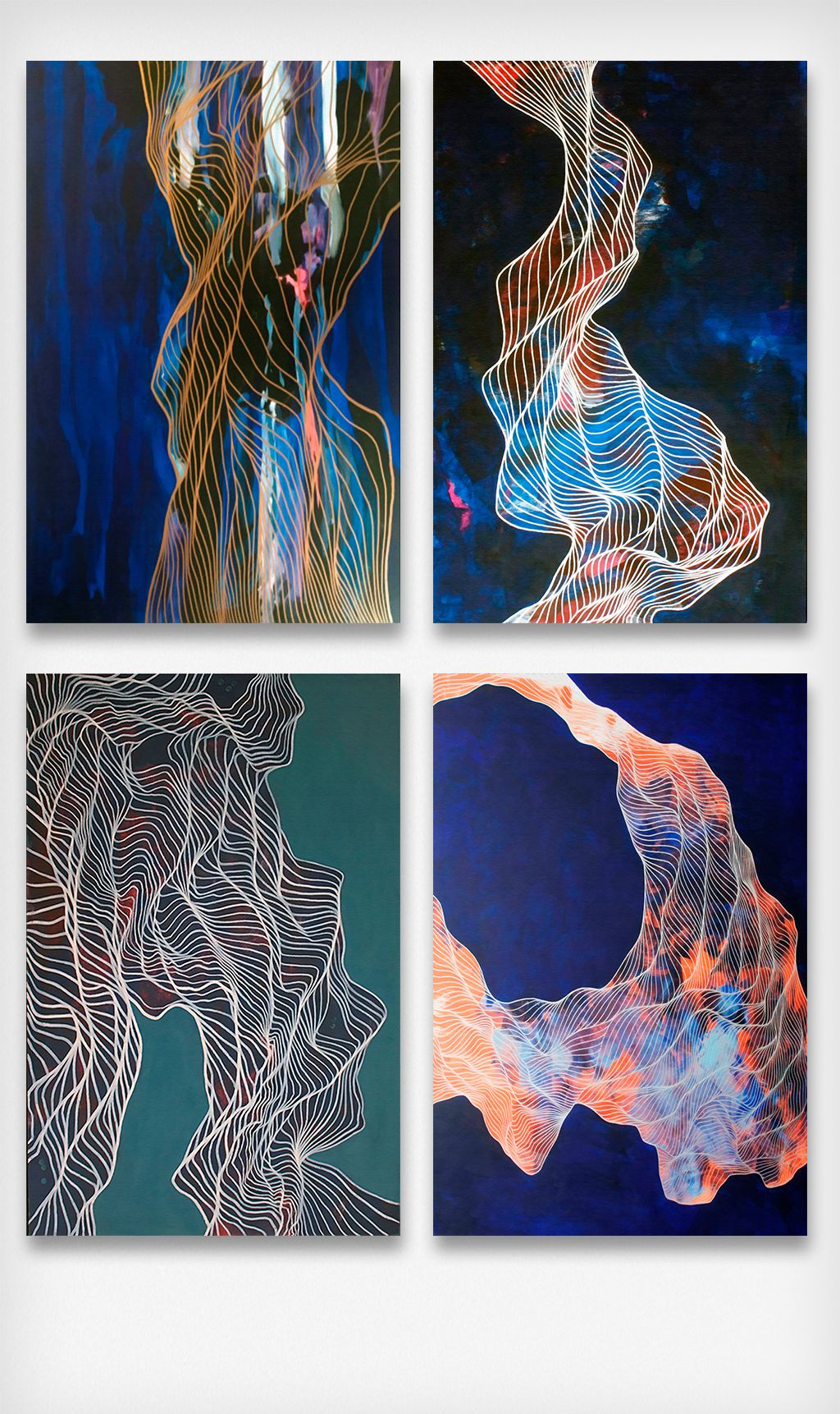 抽象水墨晕染色彩手绘抽象画家装挂画无框画微喷uv打印画芯素材