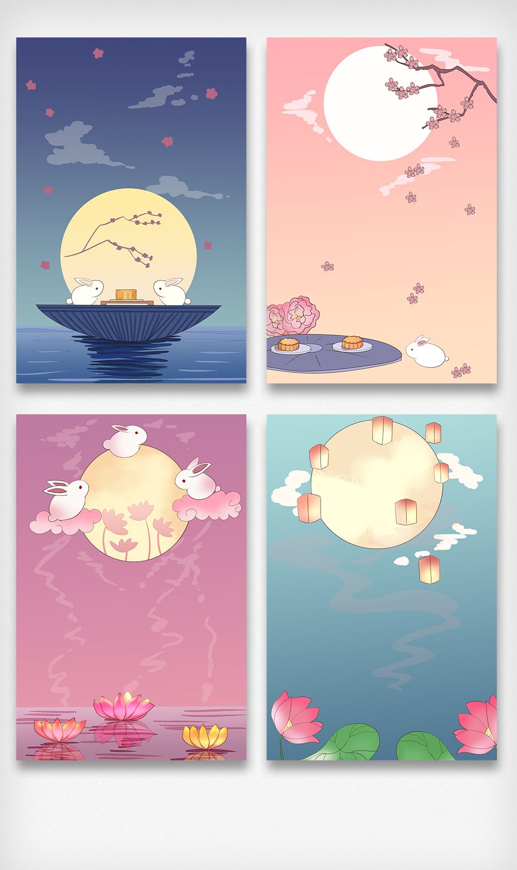 手绘中秋明月背景