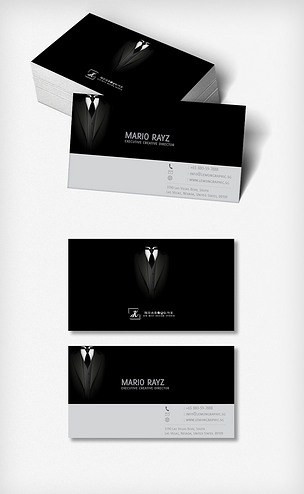 黑色大气男士名片模板