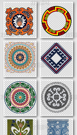 不同样式的苗族图案元素