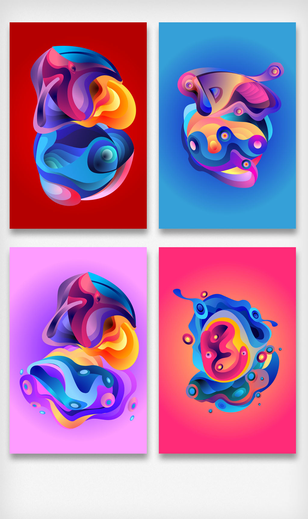 时尚抽象波形几何彩色渐变混合电商海报背景