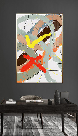 抽象色块油画肌理涂鸦装饰画