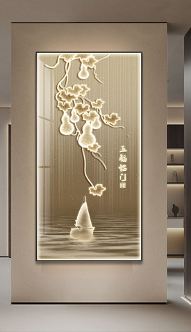 五福临门现代新中式寓意好葫芦灯画竖版挂画3