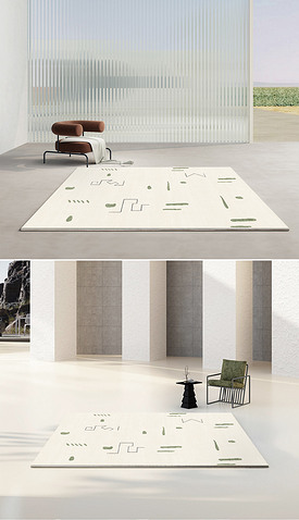 现代简约绿色清新几何夏日地毯地垫图案设计