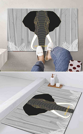抽象动物大象客厅北欧风格地毯地垫